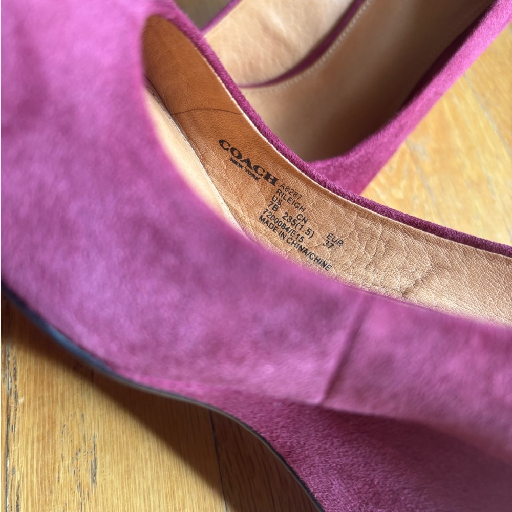 Coach Heels Purple Suede Wedge - Picture 9 of 11